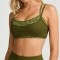New Activewear Women 2 in 1 Plaid Patchwork Sports Bra Spaghetti Strap U Neck Yoga Bralette