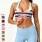 Custom Layered Strap 2 in 1 Bralette for Women Striped Print U Neck Stretch Fitness Sports Bra