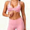 Custom Layered Strap 2 in 1 Bralette for Women Striped Print U Neck Stretch Fitness Sports Bra