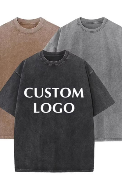 Streetwear Plus Size Vintage Washed T Shirts Men Heavyweight 100% Cotton Oversized Tshirt Wholesale