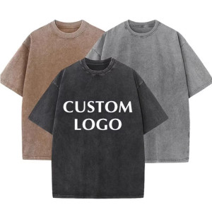 Streetwear Plus Size Vintage Washed T Shirts Men Heavyweight 100% Cotton Oversized Tshirt Wholesale