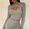 Two Pieces Yoga Set Crop Top With Padded Sports Bra Minimalist Fitness Gym Outfit Workout Active Wear