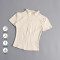 Women Full Zip Stand Collar Yoga Jacket Short Sleeve Curved Seam Slim Fit Quick Dry Workout Sports Top