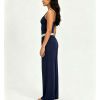 Women Yoga Set Halter Layered Camisole Crop Top Contrast Stripe Waistband Wide Leg Loose Pants