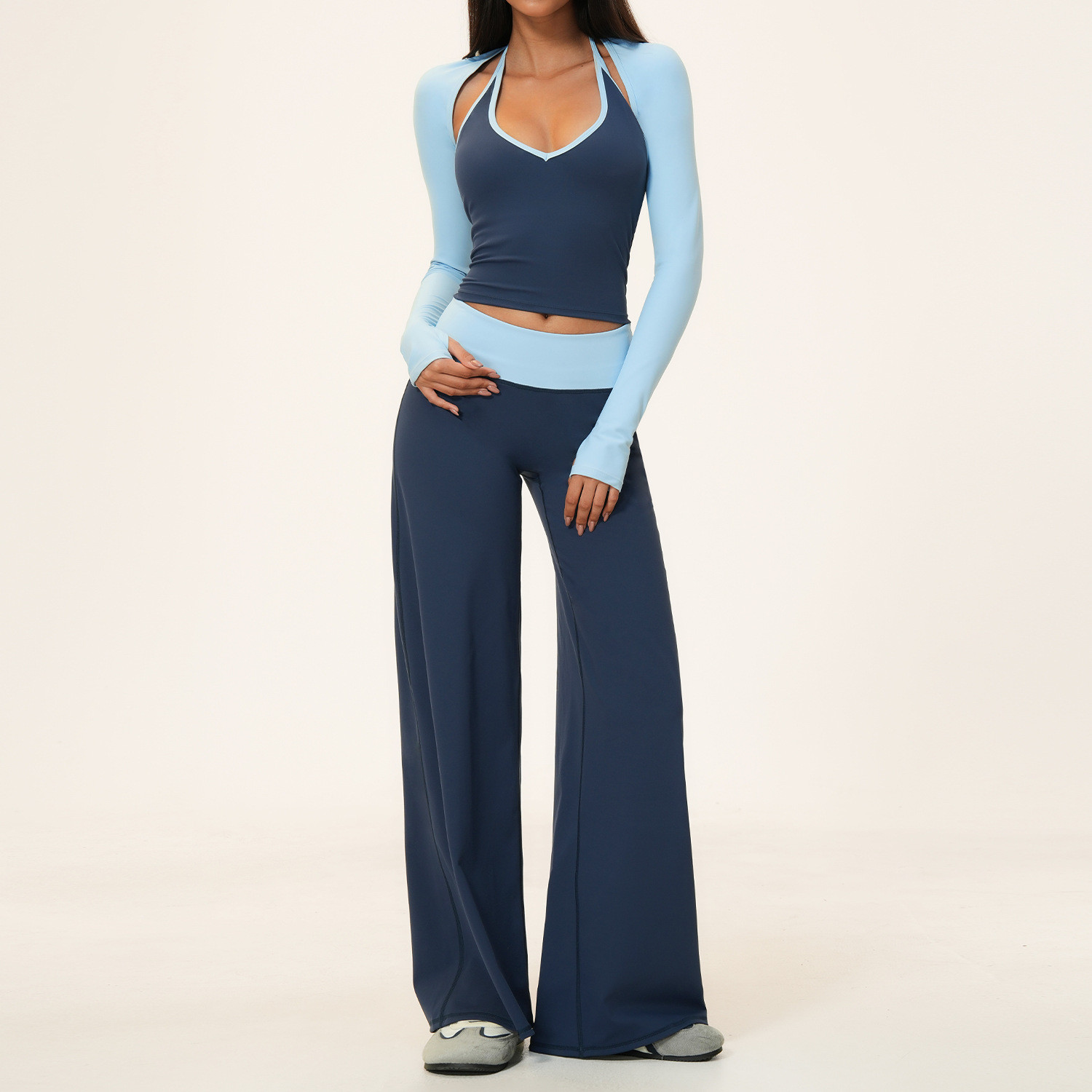 Color Block 3‑Piece Activewear Set New Season Fashion Yoga Outfit