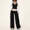 Women 3 Pieces Yoga Set Halter Tank Top Long Sleeve Shrug Wide Leg Yoga Pants Workout Active Wear
