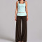 Women Color Block Wide Leg Pants Yoga Set Halter Fake Two Piece Sleeveless Fitness Activewear Outfit