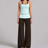 Women Color Block Wide Leg Pants Yoga Set Halter Fake Two Piece Sleeveless Fitness Activewear Outfit