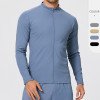 Men Stand Collar Zip up Athletic Jacket Lightweight Full Zipper Long Sleeve Workout Jacket