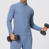 Men Stand Collar Zip up Athletic Jacket Lightweight Full Zipper Long Sleeve Workout Jacket