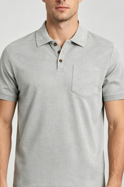 Men Short Sleeve Polo Shirts With Chest Pocket Waffle Fabric Breathable Casual Golf Polo Top