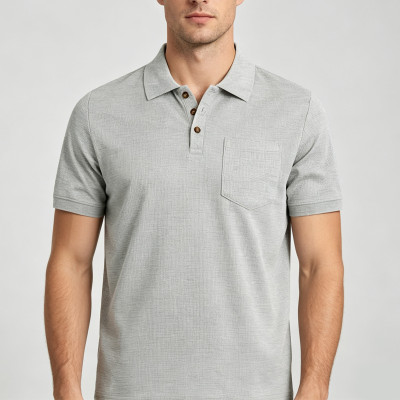 Men Short Sleeve Polo Shirts With Chest Pocket Waffle Fabric Breathable Casual Golf Polo Top