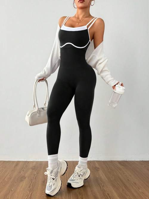 Women's Quick Dry Fitness Yoga Bodysuit Tight Outdoor Sports One-Piece Comfortable Yoga Top