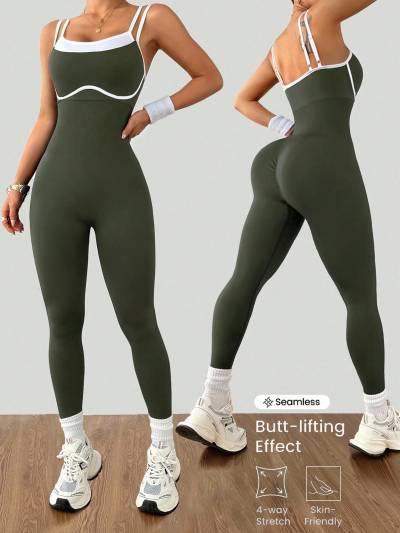 Women's Quick Dry Fitness Yoga Bodysuit Tight Outdoor Sports One-Piece Comfortable Yoga Top