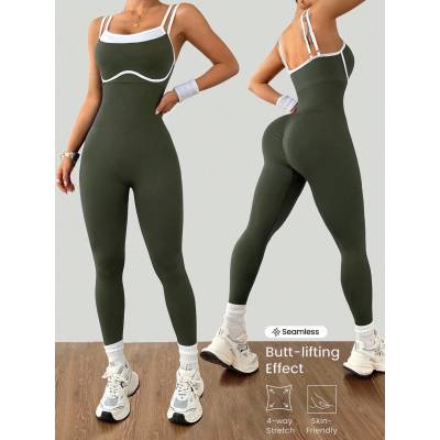 Women's Quick Dry Fitness Yoga Bodysuit Tight Outdoor Sports One-Piece Comfortable Yoga Top