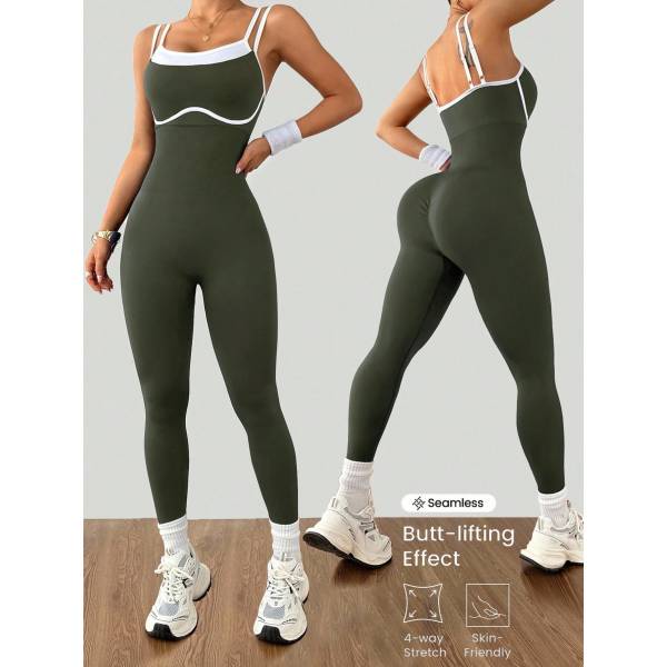Women's Quick Dry Fitness Yoga Bodysuit Tight Outdoor Sports One-Piece Comfortable Yoga Top