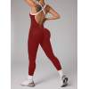 Women Seamless Cross Back Yoga Jumpsuit, Quick Dry Tummy Control Butt Lifting One Piece Fitness Workout Suit