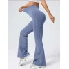 Women Ribbed High Waist Bell Bottom Pants, Stretchy Slim Fit Flare Leggings for Workout Casual Wear