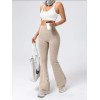 Women Ribbed High Waist Bell Bottom Pants, Stretchy Slim Fit Flare Leggings for Workout Casual Wear