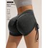 Women Seamless Frosted Drawstring Workout Shorts, Peach Butt Lifting Cycling Running Fitness Shorts