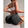 Women Seamless Frosted Drawstring Workout Shorts, Peach Butt Lifting Cycling Running Fitness Shorts
