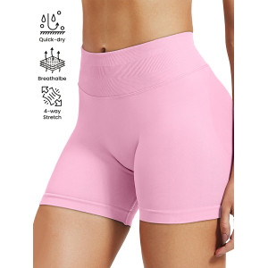Women Seamless Knit Fitness Shorts High Stretch Peach Hip Pilates Training Shorts