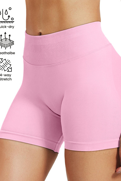 Women Seamless Knit Fitness Shorts High Stretch Peach Hip Pilates Training Shorts