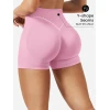 Women Seamless Knit Fitness Shorts High Stretch Peach Hip Pilates Training Shorts