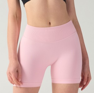 Women Seamless Knit Fitness Shorts High Stretch Peach Hip Pilates Training Shorts