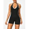Women Halter Backless Color Block Yoga Romper One Piece Fitness Workout Jumpsuit