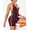 Women Halter Backless Color Block Yoga Romper One Piece Fitness Workout Jumpsuit