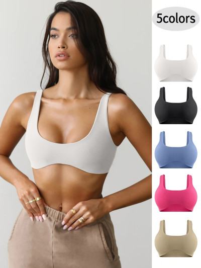 Women Naked Feel Double Brushed Sports Bra Quick Dry Tight Fit Yoga Training Top