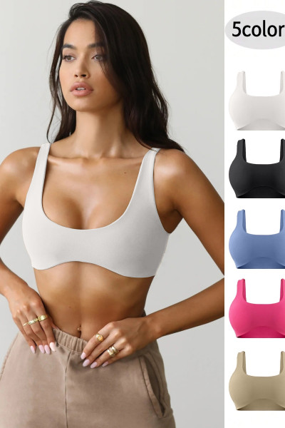 Women Naked Feel Double Brushed Sports Bra Quick Dry Tight Fit Yoga Training Top