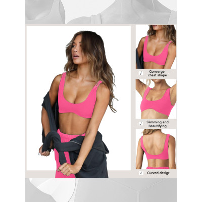 Women Naked Feel Double Brushed Sports Bra Quick Dry Tight Fit Yoga Training Top