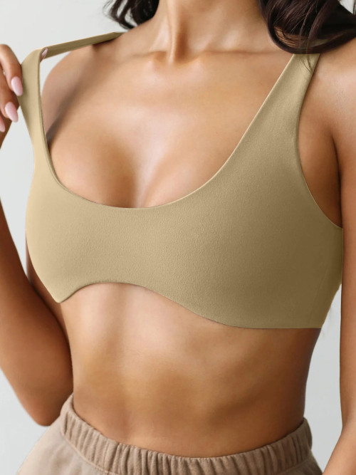 Women Naked Feel Double Brushed Sports Bra Quick Dry Tight Fit Yoga Training Top