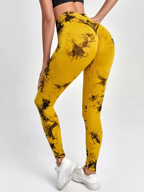 Women High Waist Tie Dye 9/10 Yoga Leggings Soft Stretchy Breathable Workout Pants
