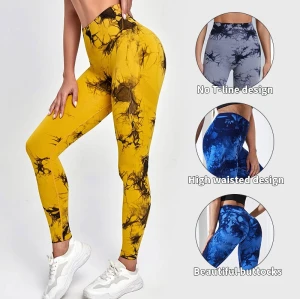 Women High Waist Tie Dye 9/10 Yoga Leggings Soft Stretchy Breathable Workout Pants