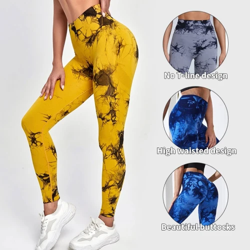 Women High Waist Tie Dye 9/10 Yoga Leggings Soft Stretchy Breathable Workout Pants