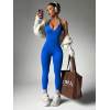 Solid Color Backless Halter Yoga Bodysuit High Elastic Sleeveless Compression Fitness Jumpsuit