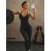 Solid Color Backless Halter Yoga Bodysuit High Elastic Sleeveless Compression Fitness Jumpsuit