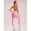 Solid Color Backless Halter Yoga Bodysuit High Elastic Sleeveless Compression Fitness Jumpsuit