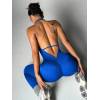 Solid Color Backless Halter Yoga Bodysuit High Elastic Sleeveless Compression Fitness Jumpsuit
