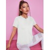 Women Summer Short Sleeve Sports T Shirt Loose Breathable Quick Dry Mesh Cross Back Yoga Fitness Top