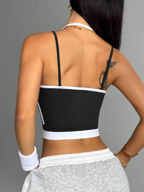 Women Wirefree Color Block Sports Vest Shock Absorbing Crop Top Fitness Running Outdoor Sports Bra
