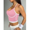 Women Wirefree Color Block Sports Vest Shock Absorbing Crop Top Fitness Running Outdoor Sports Bra