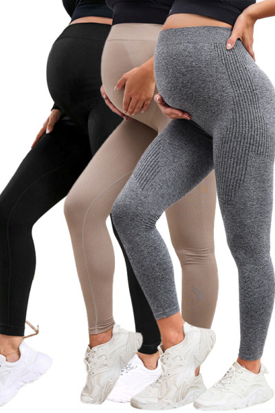 Women Seamless Maternity Leggings High Waist Belly Support Skinny Fitness Pants