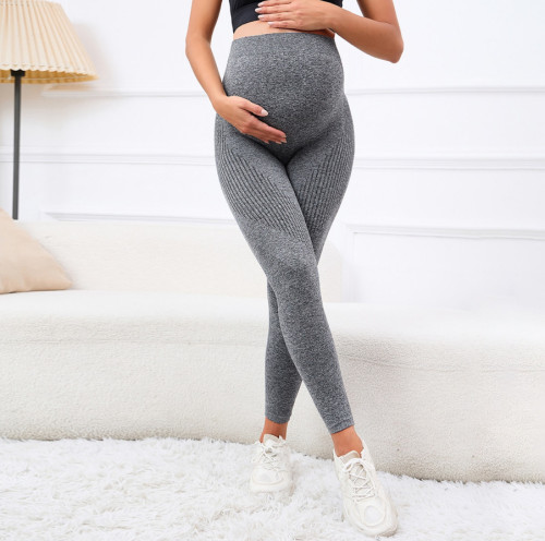 Women Seamless Maternity Leggings High Waist Belly Support Skinny Fitness Pants