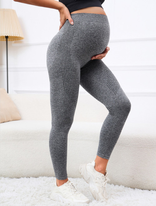 Women Seamless Maternity Leggings High Waist Belly Support Skinny Fitness Pants