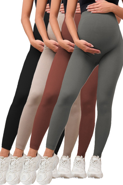 Pregnancy Leggings High Waist Soft Maternity Yoga Pants Elastic Active Workout Bottoms for Women