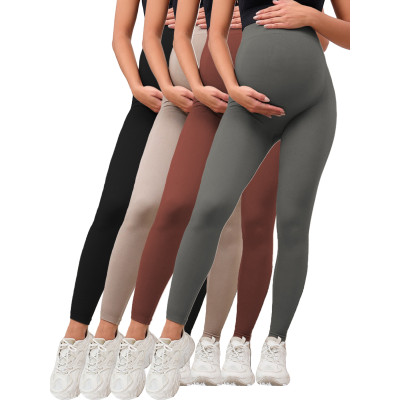 Pregnancy Leggings High Waist Soft Maternity Yoga Pants Elastic Active Workout Bottoms for Women